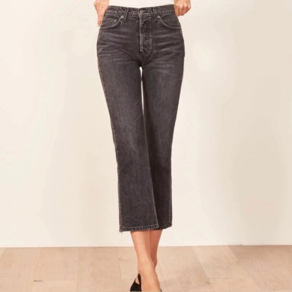 Reformation Womens Jeans Black Size 29 Kick Flare High Rise Denim 100% Cotton